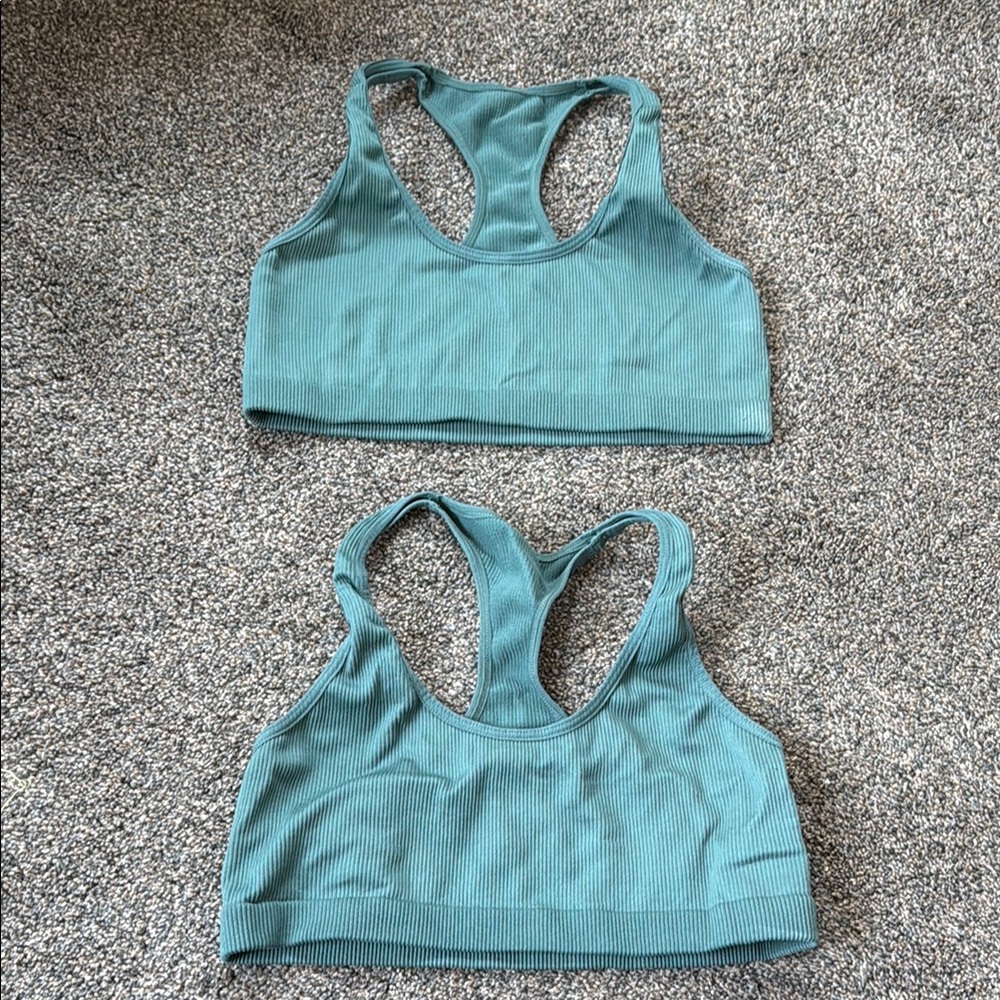 Teal Ribbed Sports Bra Bundle